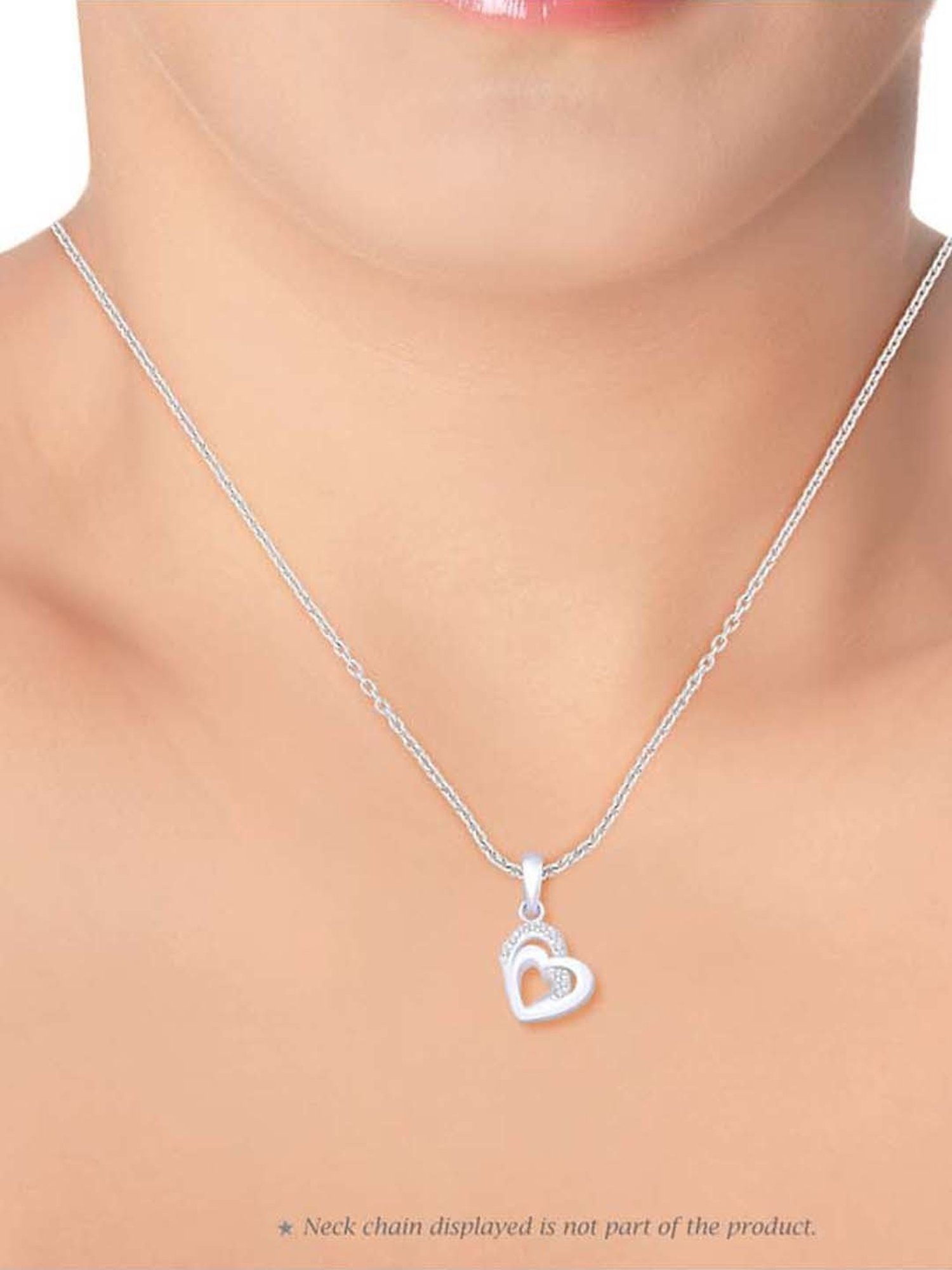 Taraash 92.5 Sterling Silver Heart Pendant without Chain for Women