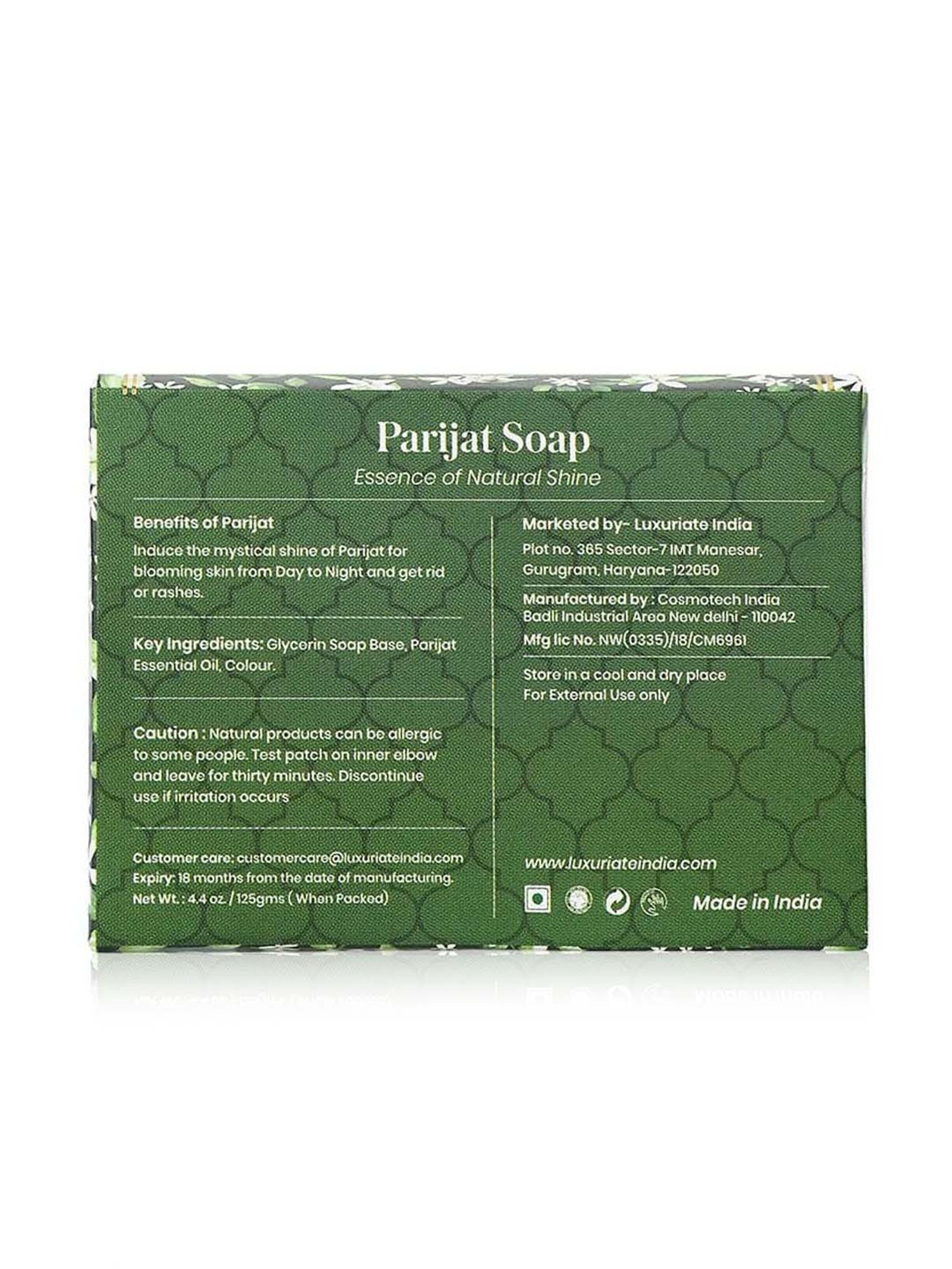 Luxuriate Parijat Essence of Natural Shine Soap Bar - 125 gm