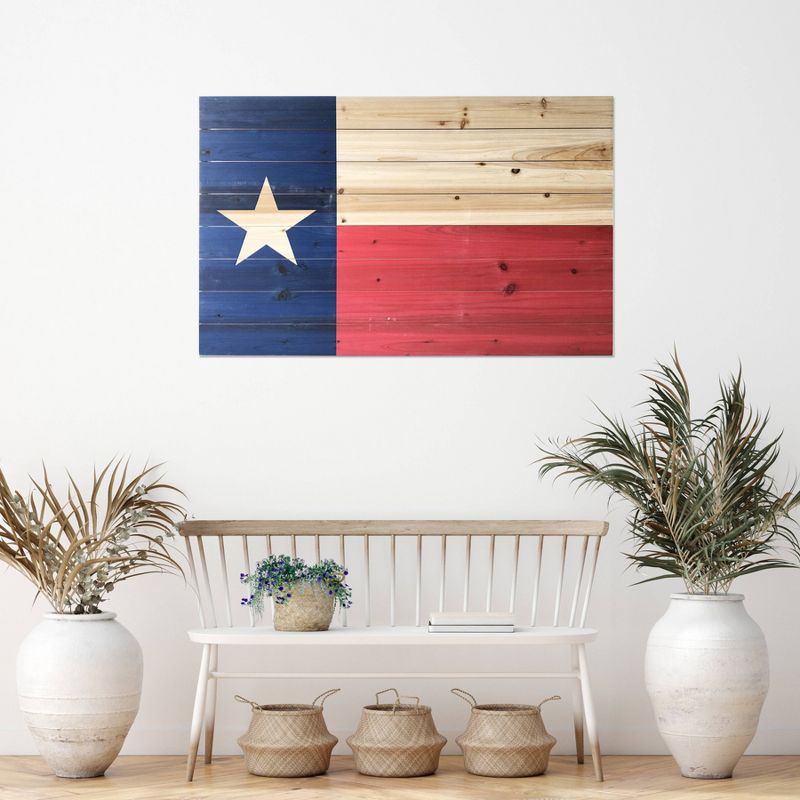 24" x 36" Texas Flag Print on Planked Wood Wall Sign Panel - Gallery 57