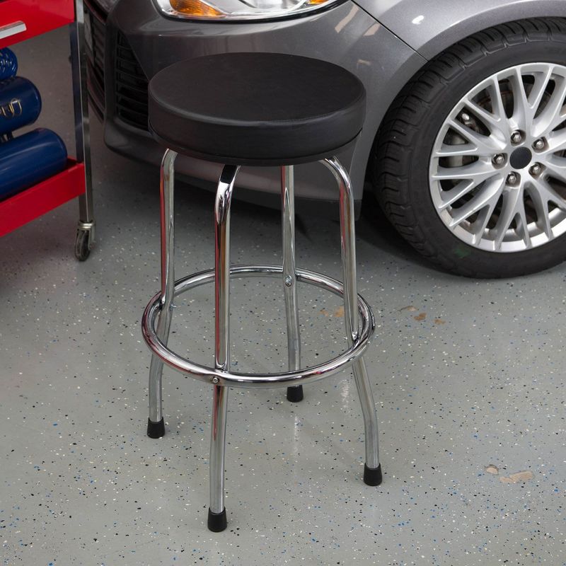 Torin Big Red 360 Degree Swivel Garage Shop Padded Bar Stool Cushion Seat, Black