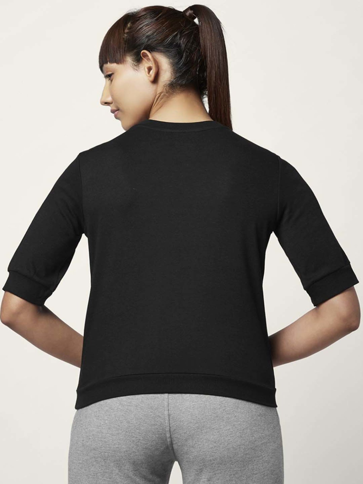 Ajile by Pantaloons Black Cotton Printed Sports Top