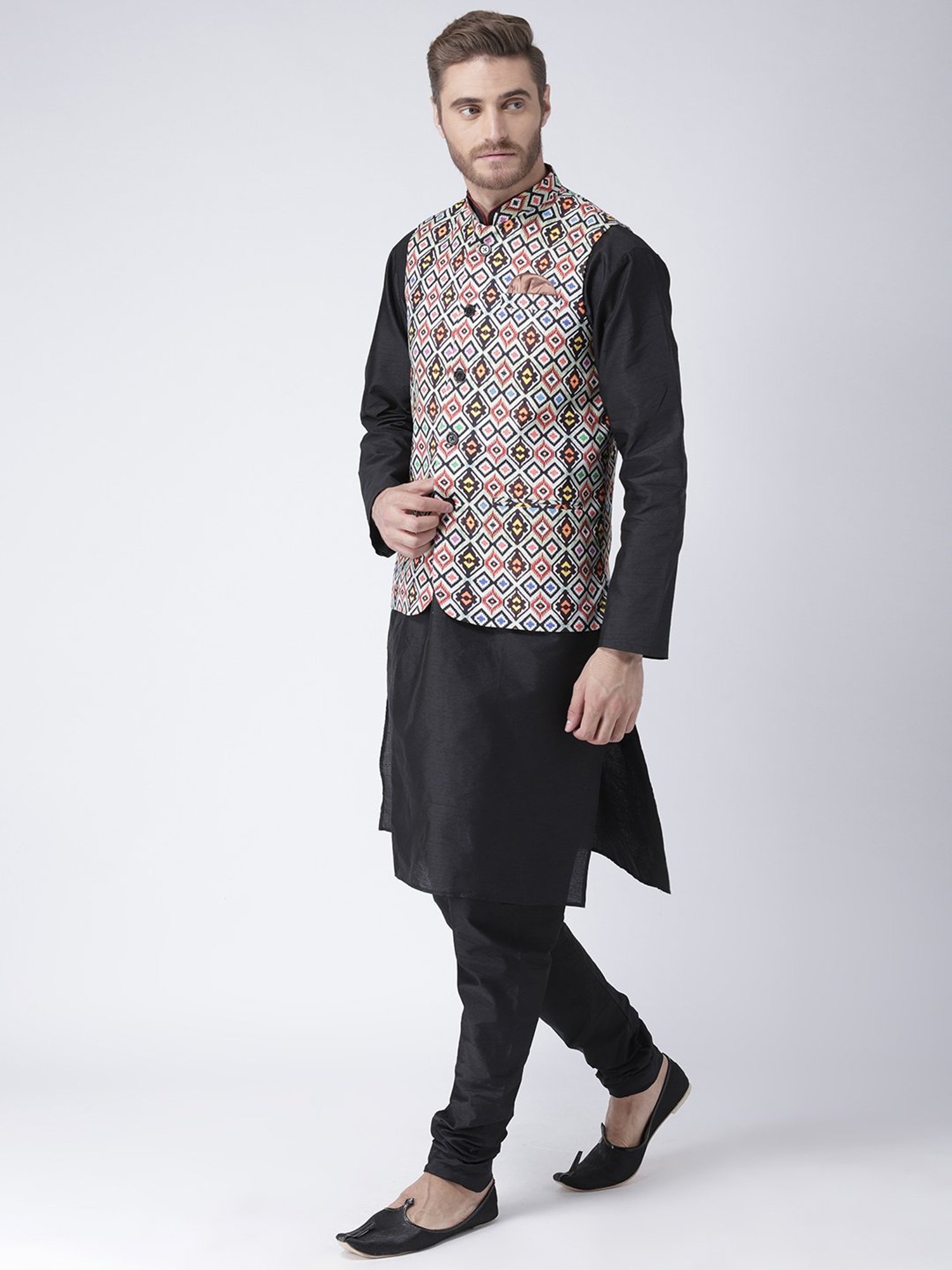 Hangup Plus Multicolor Regular Fit Printed Nehru Jacket