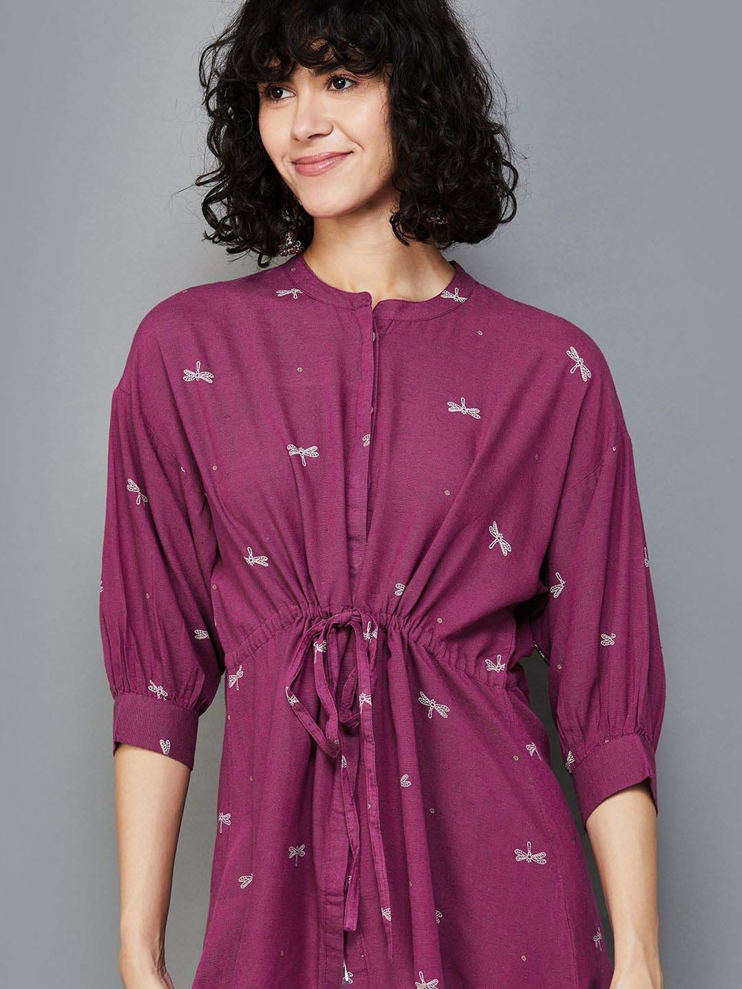 Colour Me by Melange Purple Embroidered Tunic