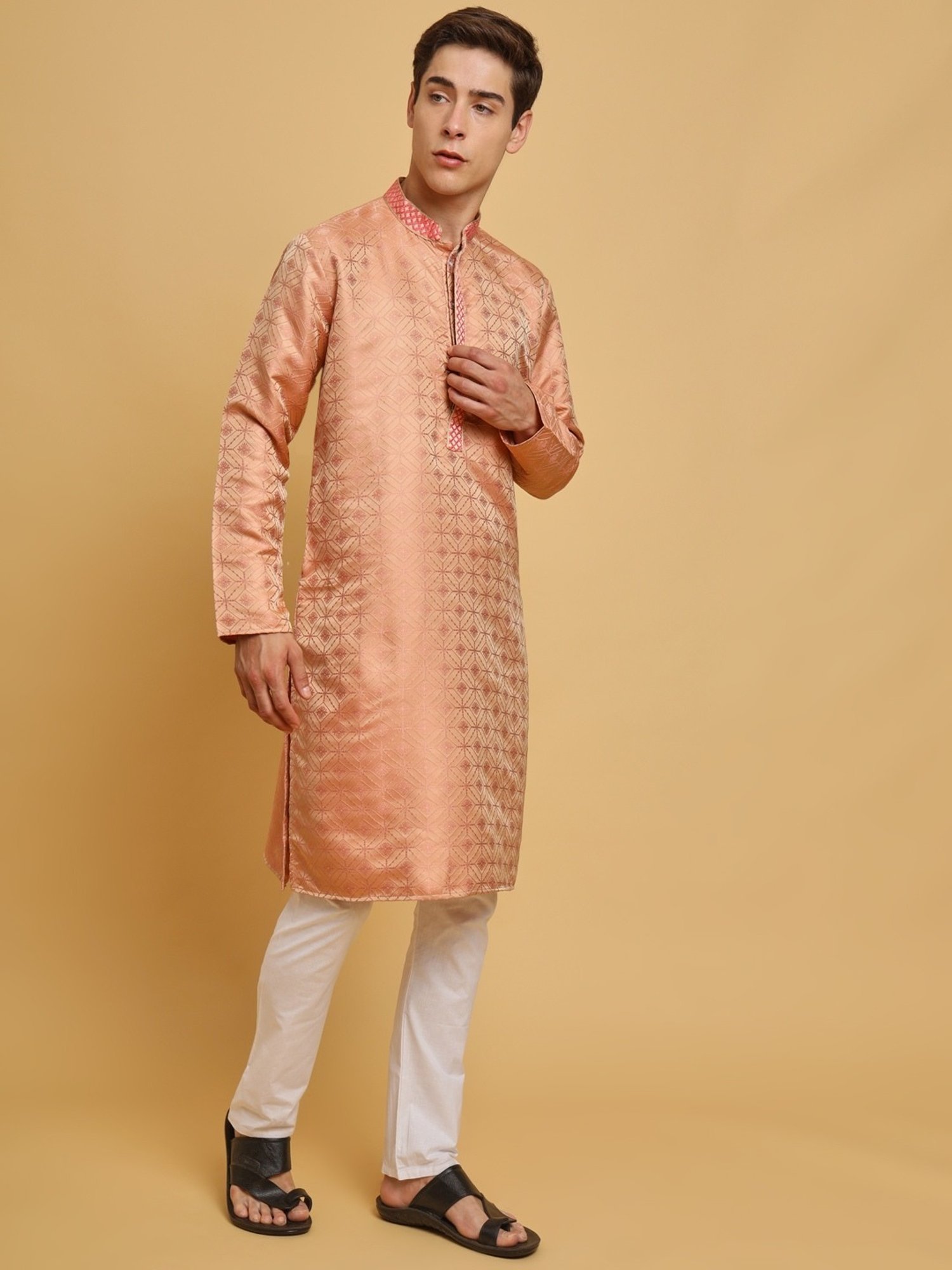 SWAGG INDIA Mid Peach Regular Fit Kurta