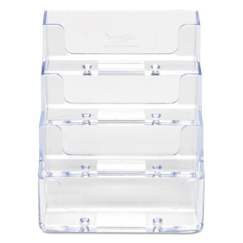 Deflecto Four-Pocket Countertop Business Card Holder Holds 2 x 3 1/2 Cards Clear 70841
