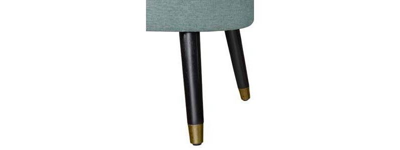 Mid-Century Modern Ottoman Stool Green Faux Linen - Breighton Home