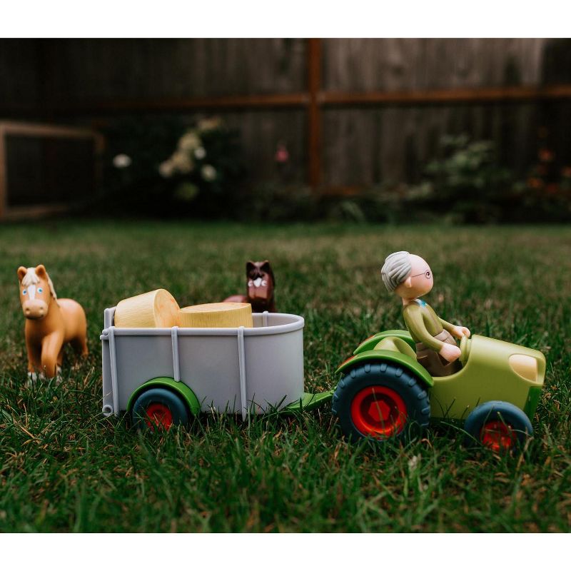 HAPE Wooden Fire Engine Playset with Working Ladder, Fireman and Dog