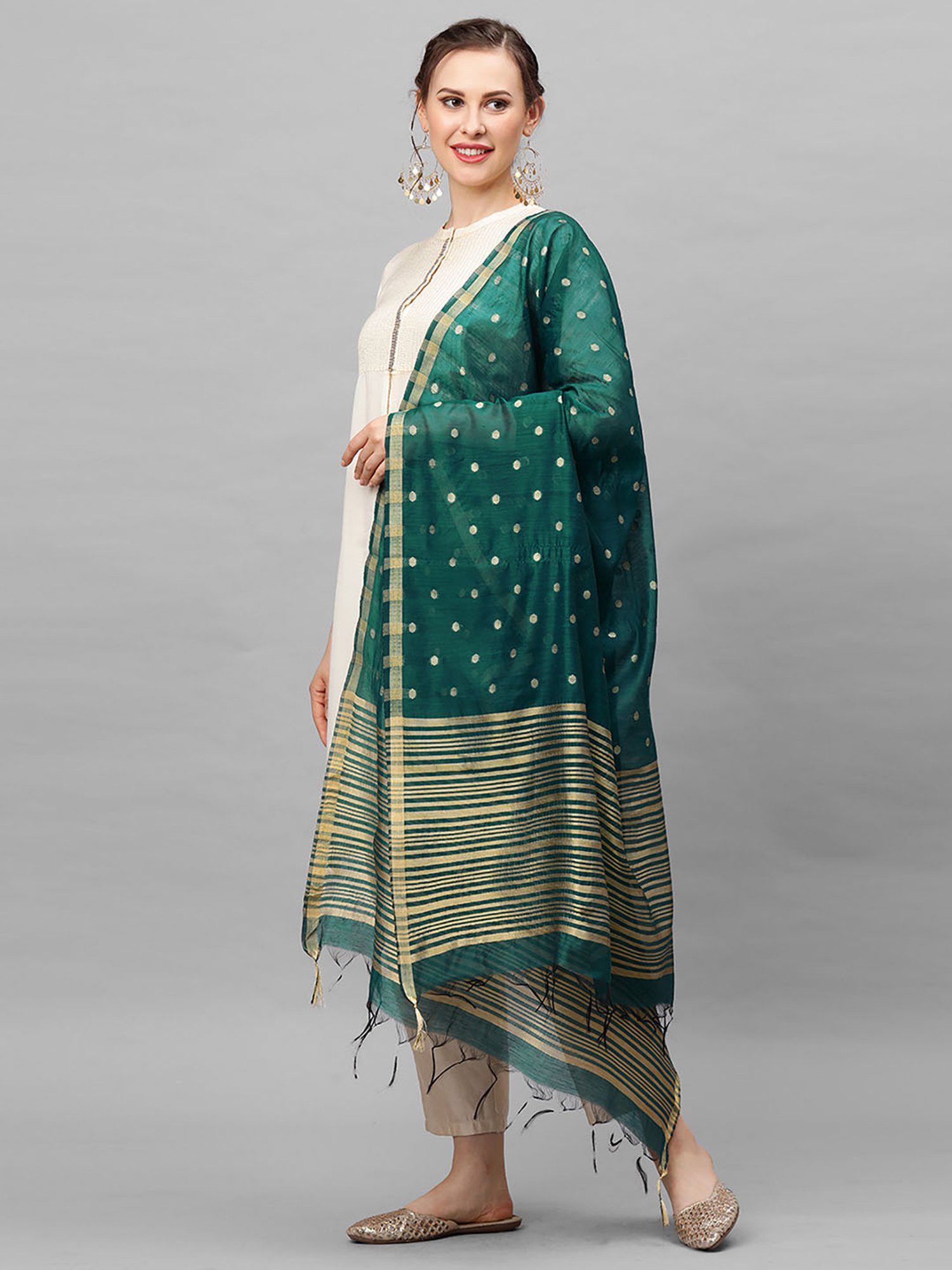Indo Era Green Dupatta