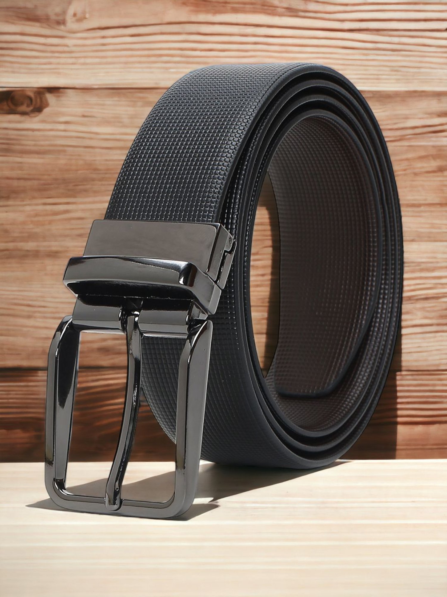 Crusset Black Leather Formal Belt for Men