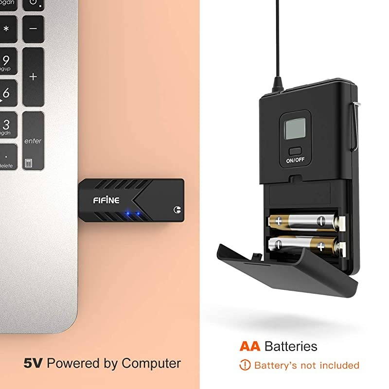 Wireless Microphones for Computer USB Wireless Microphone System for PC and MacHeadset UHF Wireless System with USB ReceiverTransmitterHeadset and Clip Lavalier Lapel MicK031B