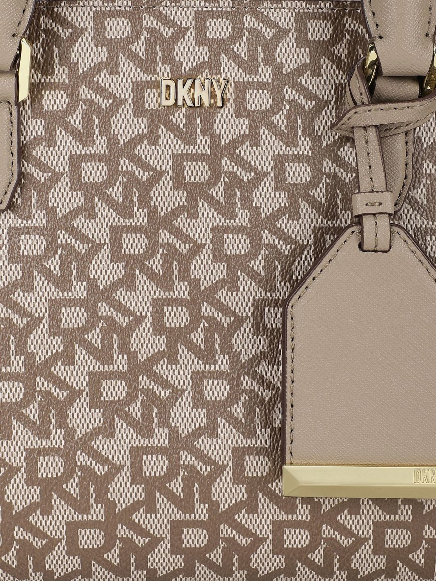 Dkny Beige PVC Printed Handbag