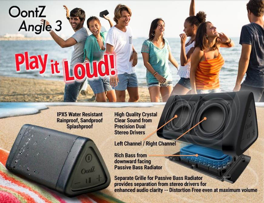 Wireless Bluetooth Speaker, Bailink OontZ Angle 3 Portable Bluetooth Speaker : Louder Volume 10W Power, More Bass, IPX5 Water Resistant, Perfect Wireless Speaker, High Quality - Black
