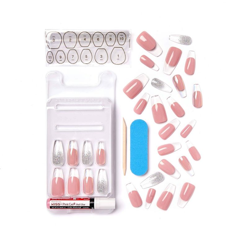 Ardell Nail Addict Blush False Nails Geometric Crystals - 24ct