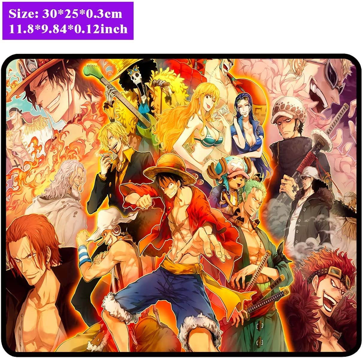 One Piece Anime Mouse Pad Gaming Mouse Pad Mousepad for Adults Teens Office Supplies Mouse Mat 9.8x11.8x0.12inch