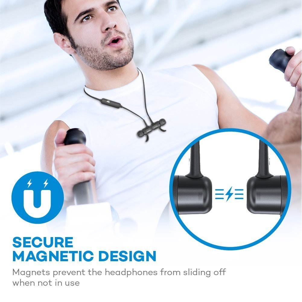 Bluetooth Headphones TaoTronics Wireless Earbuds Sports Earphones 9 Hours 4.2 Magnetic Lightweight & Fast Pairing (Vcc 6.0 Noise Cancelling Mic, Snug Silicon Earbuds, Magnetic Design)