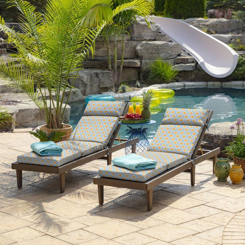 Honeycomb Outdoor Chaise Lounge Cushion Yellow - Arden Selections