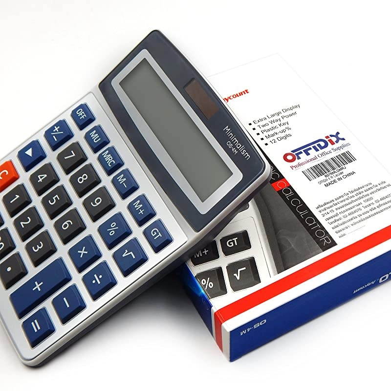 Basic Office Calculators,Solar and Battery Dual Power Electronic Calculator Portable Large LCD Display Calculator Big Numbers Desktop Calculator (Big Size)