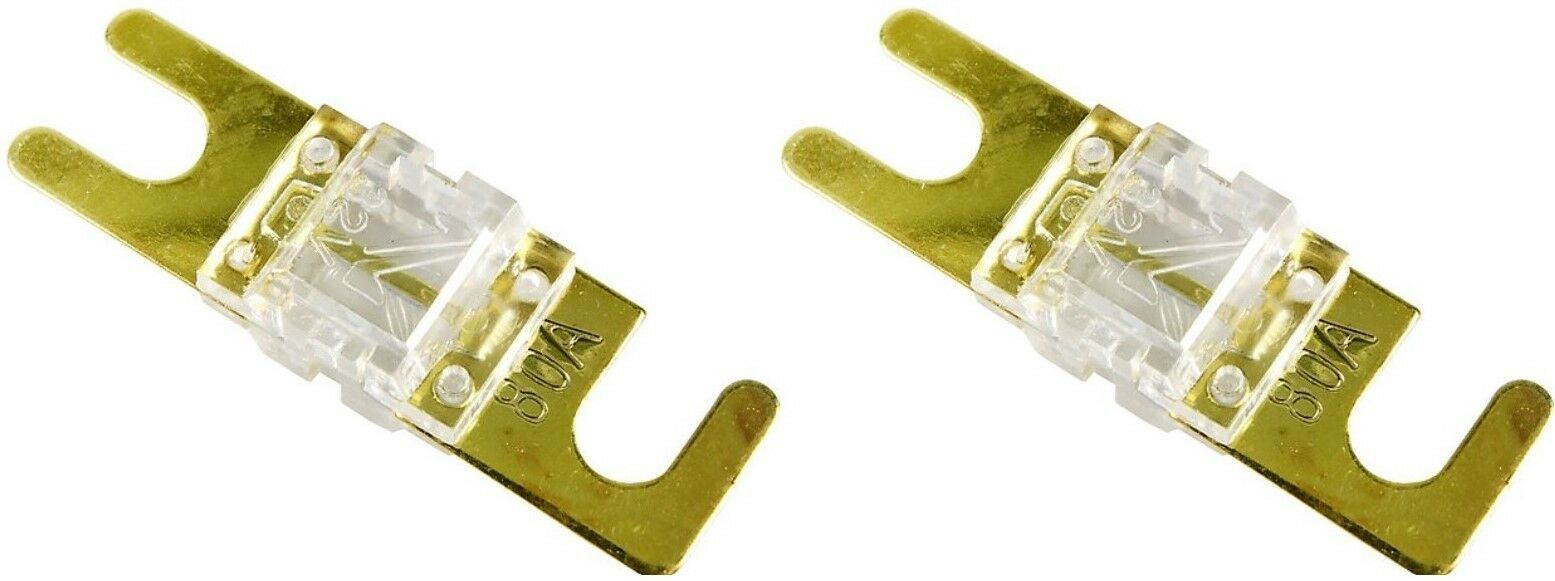 ABSOLUTE AFS80-2 2 PACK OF 80 AMP GOLD AFS / MIDI / MINI ANL FUSES