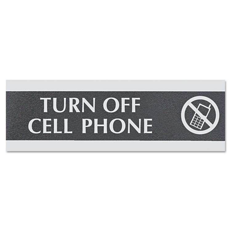 Headline Sign Century Series Office Sign TURN OFF CELL PHONE 9 x 3 4759