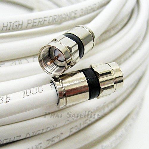 100ft WHITE Perfect Vision Solid Copper UL CM CL2 rated for in wall installation 3ghz 75 Ohm Coaxial Rg6 Directv, Dish Network, Cable Tv Video Cable w/ PPC Rg6 Fittings by PHAT SATELLITE INTL