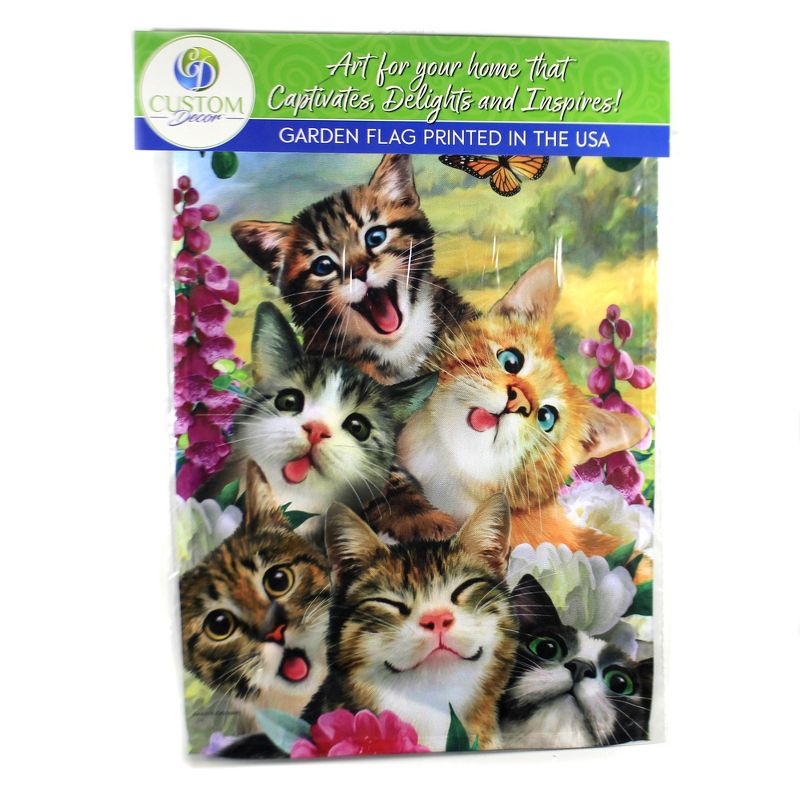 Home & Garden 18.0" Cat Selfie Garden Flag Flowers Butterflies Custom Decor  -  Flags