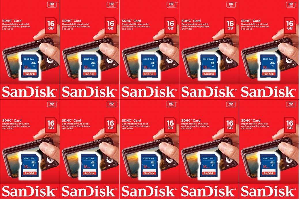 Sandisk 16GB (10 Pack) SD Card Bundle SDHC Class 4 Flash Memory | Model SDSDB-016G-B35 |