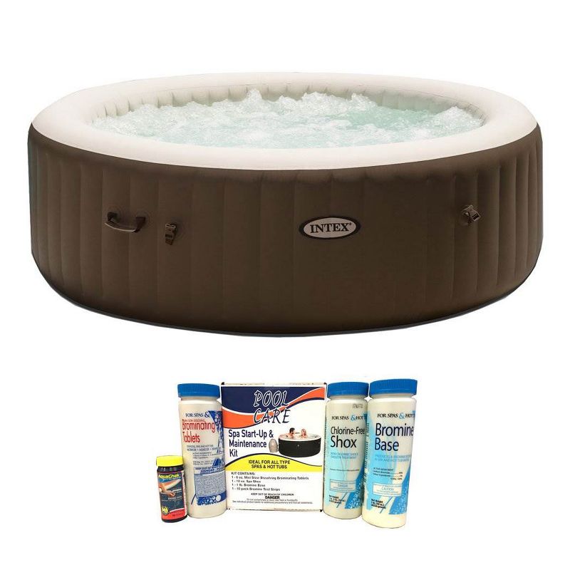 Intex Pure Spa 6 Person Inflatable Jet Massage Heated Hot Tub with Chemical Kit