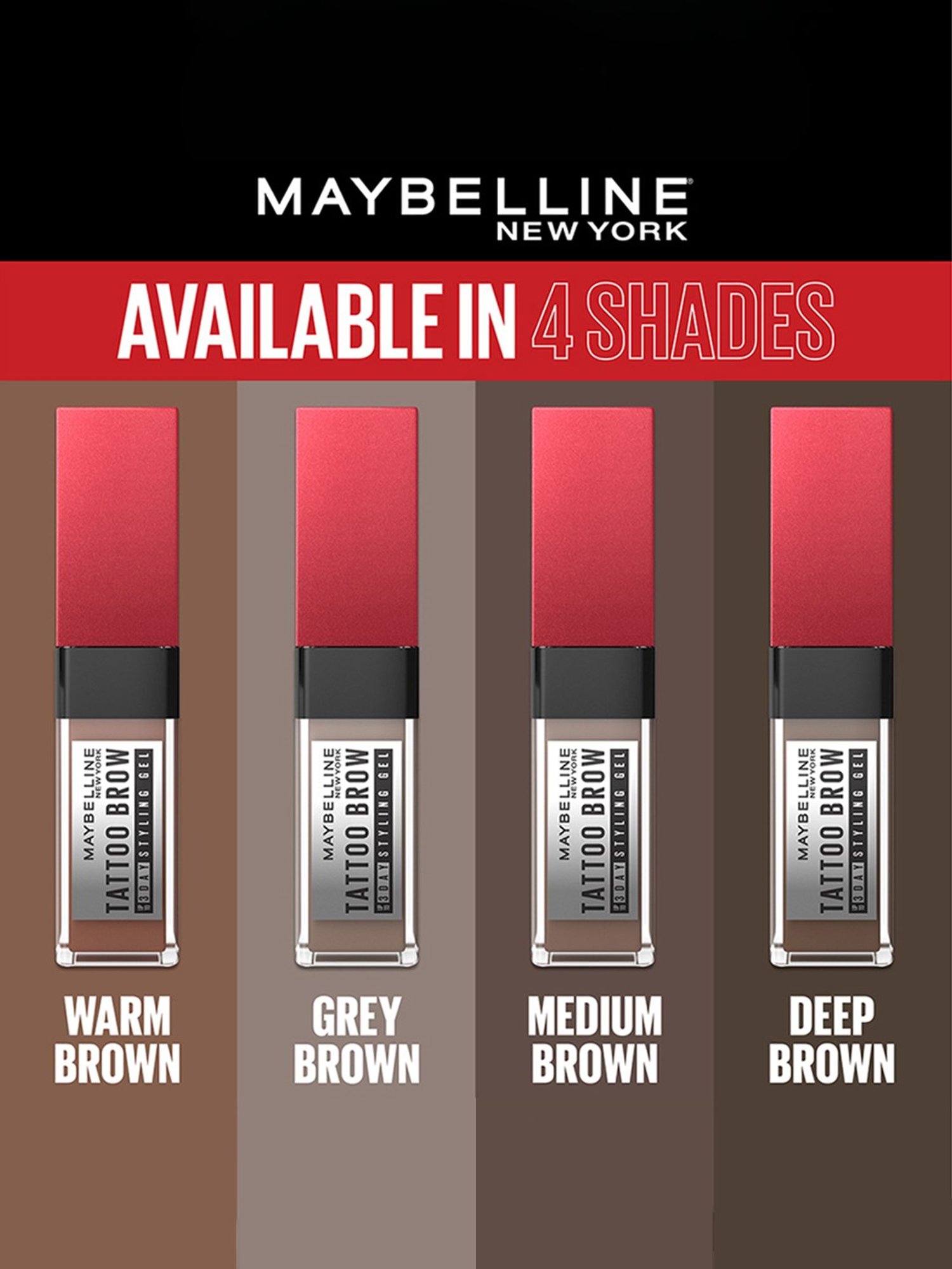 Maybelline New York Tattoo Brow 3 Day Styling Brow Gel - Grey Brown,6ml