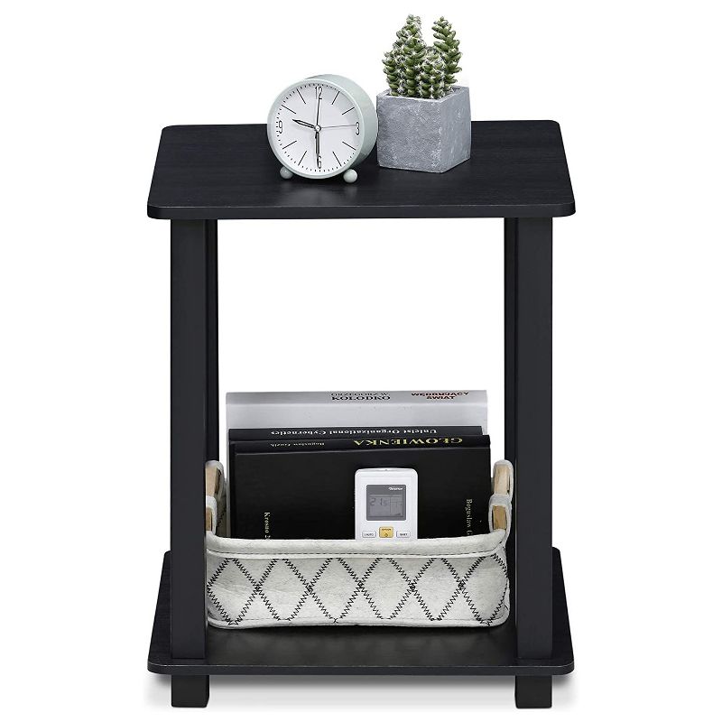 Furinno Furniture Simplistic Wooden Sturdy Square Flat Top Indoor Home Decor End Tables for Bedrooms and Living Rooms, Black (2 Pack)