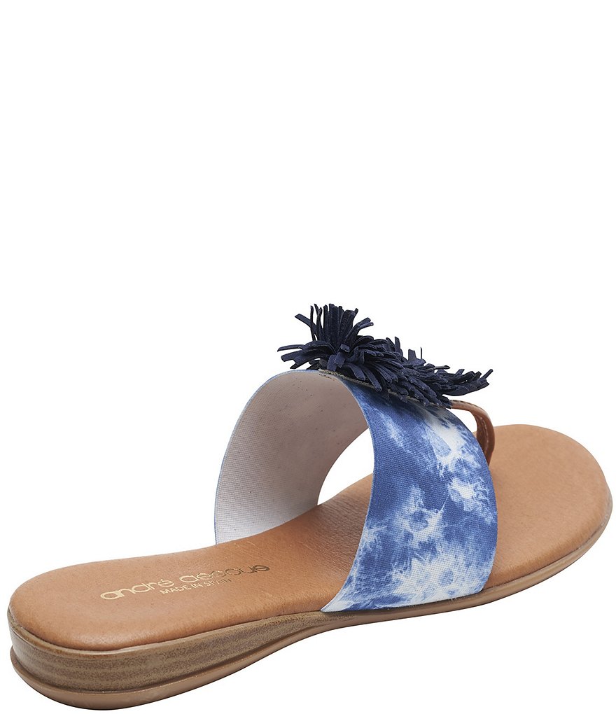 Andre Assous Novalee Tie-Dye Elastic Leather Fringe Thong Sandals