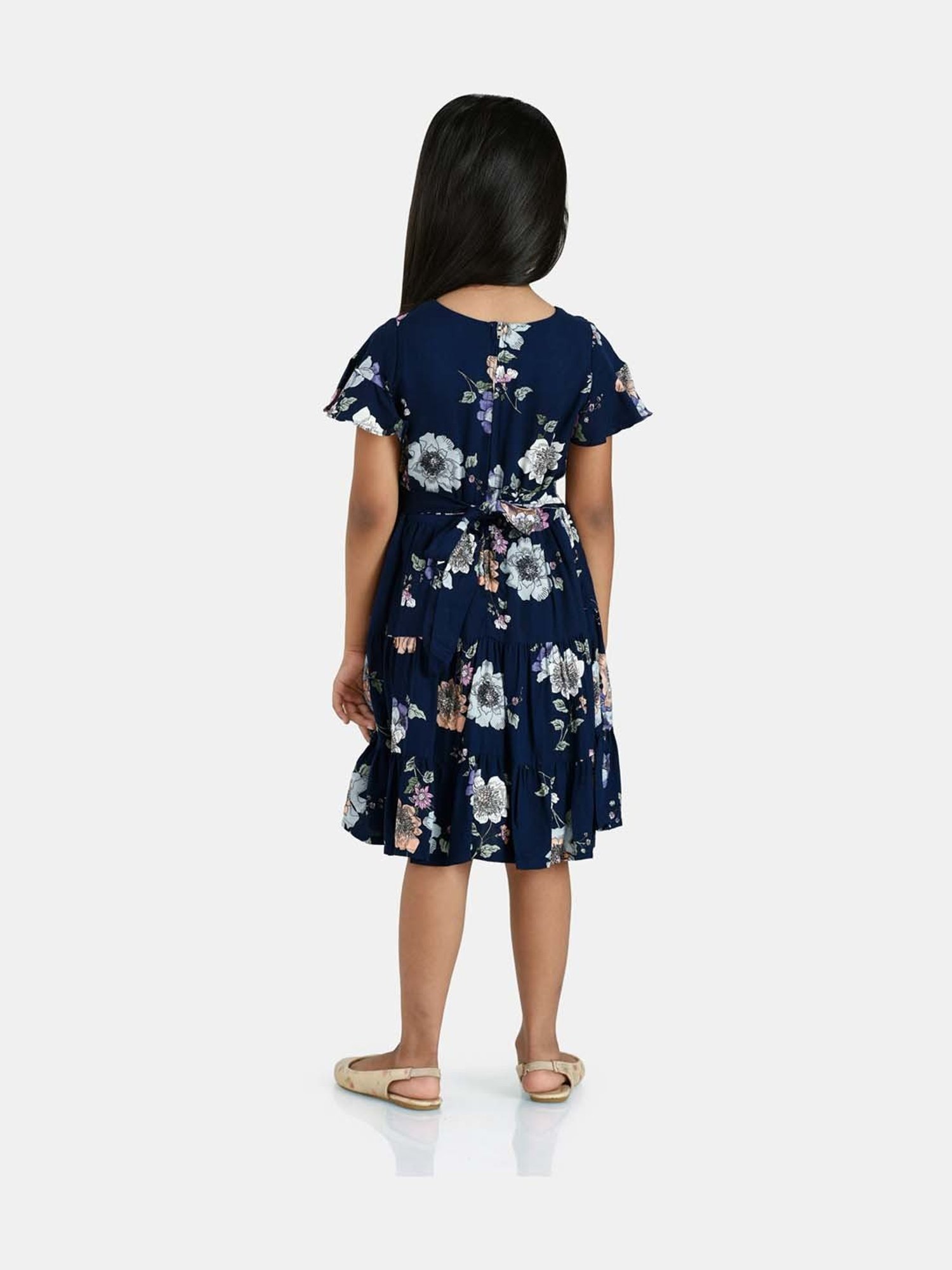 Peppermint Kids Navy Floral Print Dress