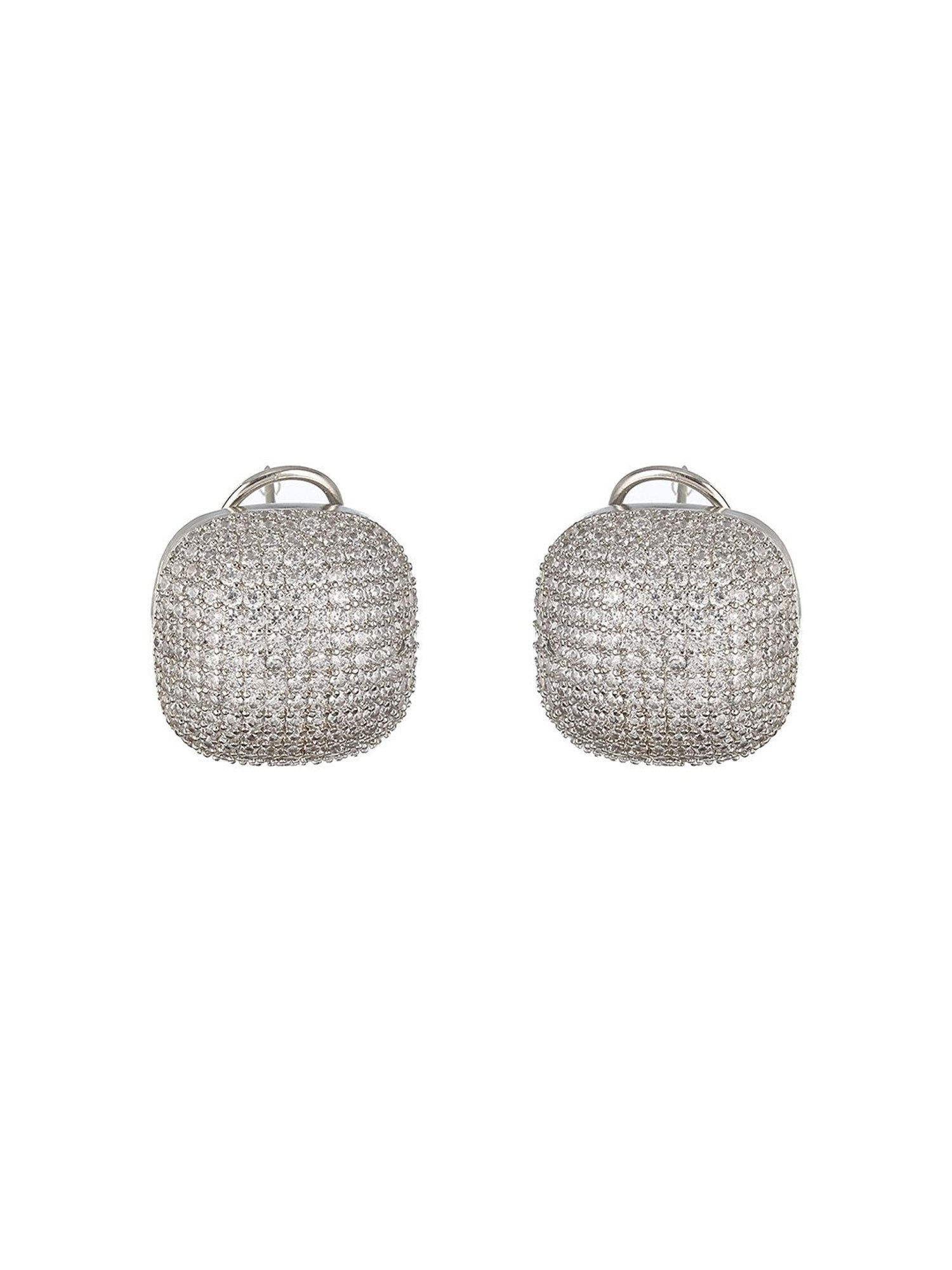 Saraf RS Jewellery White Rhodium Zircon Square Studds Earring