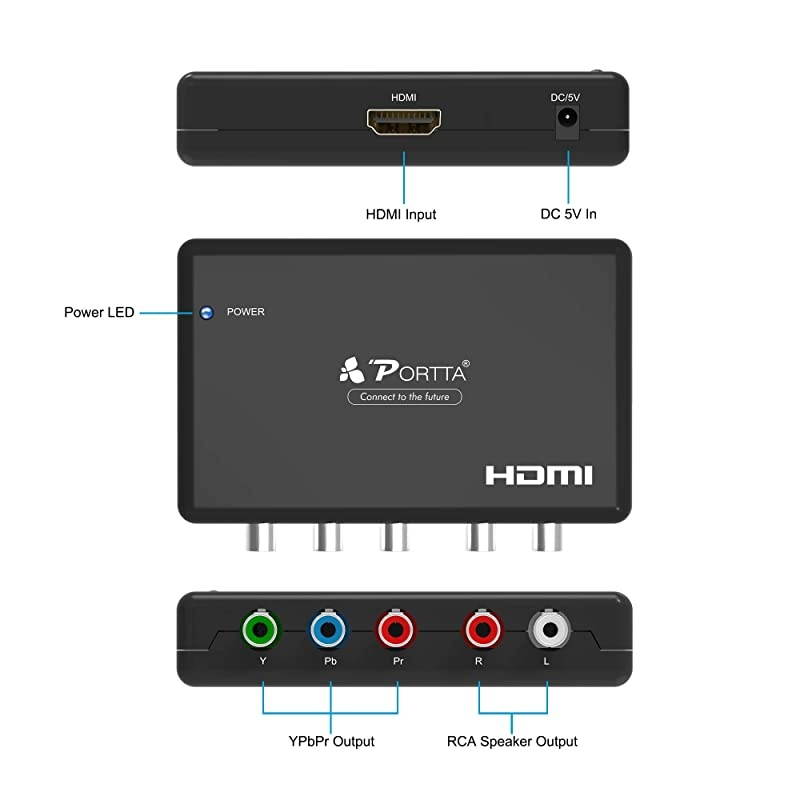 HDMI Converter HDMI to YPbPr RGB Component Plus RL Audio Converter V13 Support 1080P60Hz 2 Channel LPCM HDMI Audio Extractor for HDTV PS3 PS4 HDVD Player Wii Xbox etc