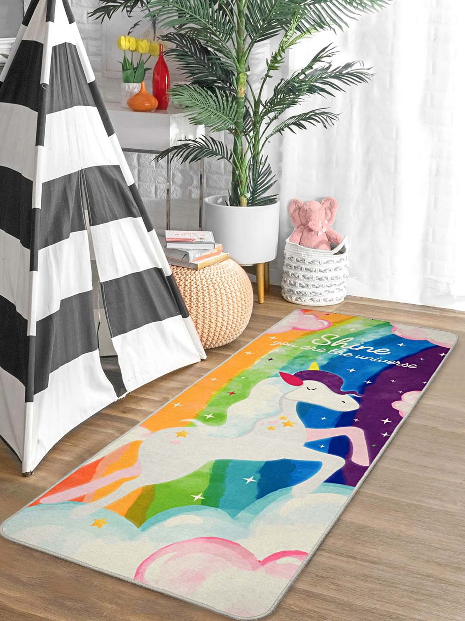 Saral Home Unicorn Multicolor Microfibre Anti Skid Kids Yoga Mat - Set of 1