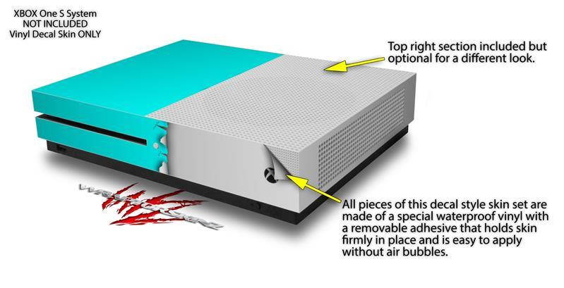 Ripped Colors Neon Teal Gray Skin Bundle Skin fits XBOX One S System