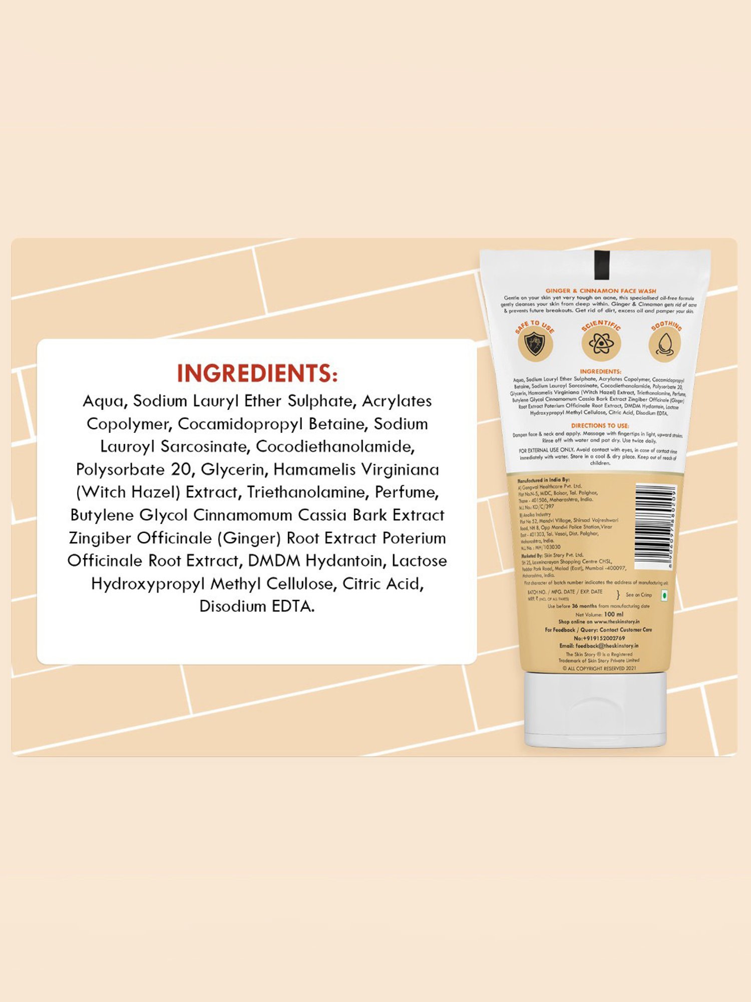 The Skin Story Ginger & Cinnamon Pimple Control Face Wash - 100 ml