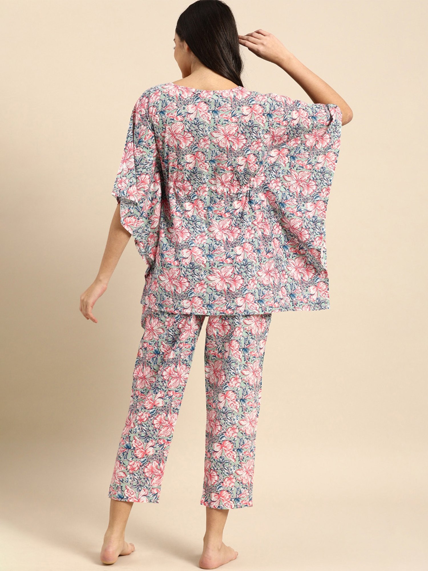 Clt.s Multicolor Printed Kaftan With Pyjamas
