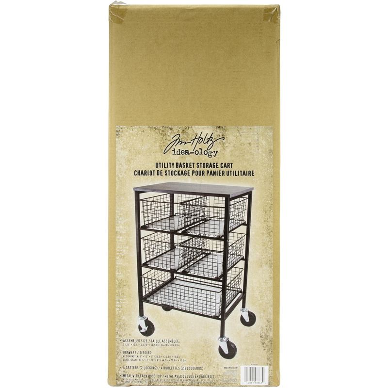 Tim Holtz Rolling Utitlty Basket Storage Cart W/5 Drawers-12.99"X14.17"X29.13" FOB:MI