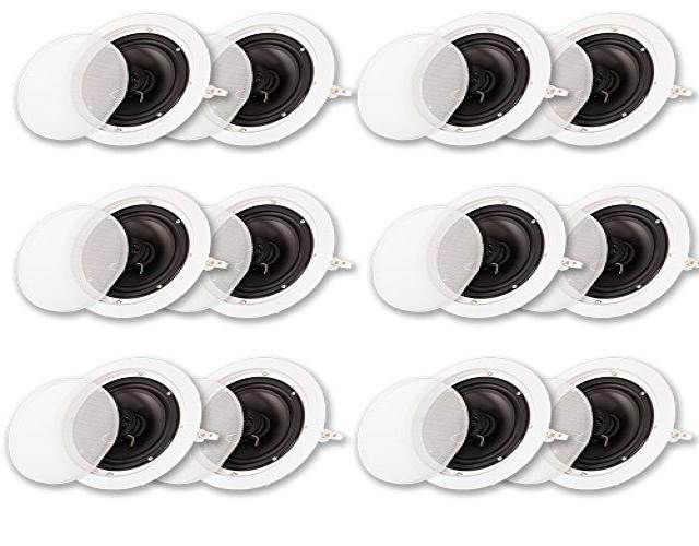 Acoustic Audio HTI6c Flush Mount In Ceiling Speakers with 6.5" Woofers 6 Pair