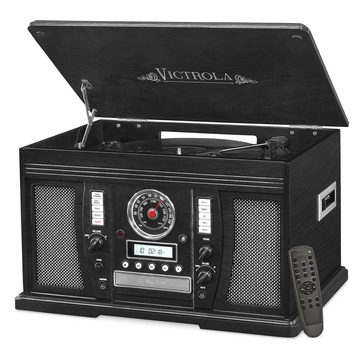 Victrola - Aviator 7-in-1 Bluetooth Stereo Audio system - Black