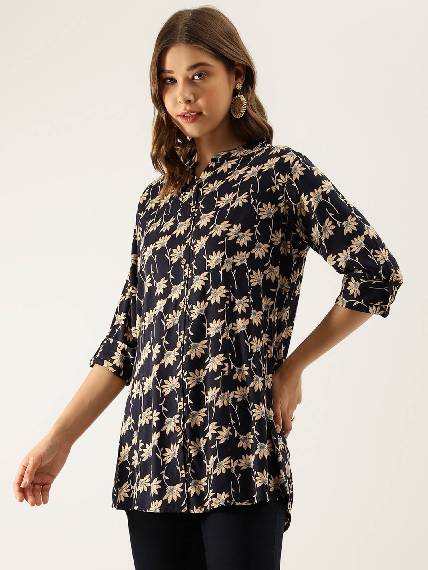 Divena Navy Printed Top
