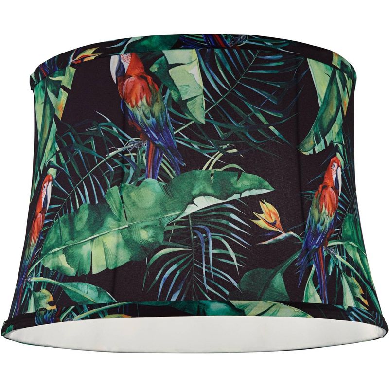 Springcrest Tarbu Tropical Leaf Medium Drum Lamp Shade 13" Top x 15" Bottom x 10.5" High (Spider) Replacement