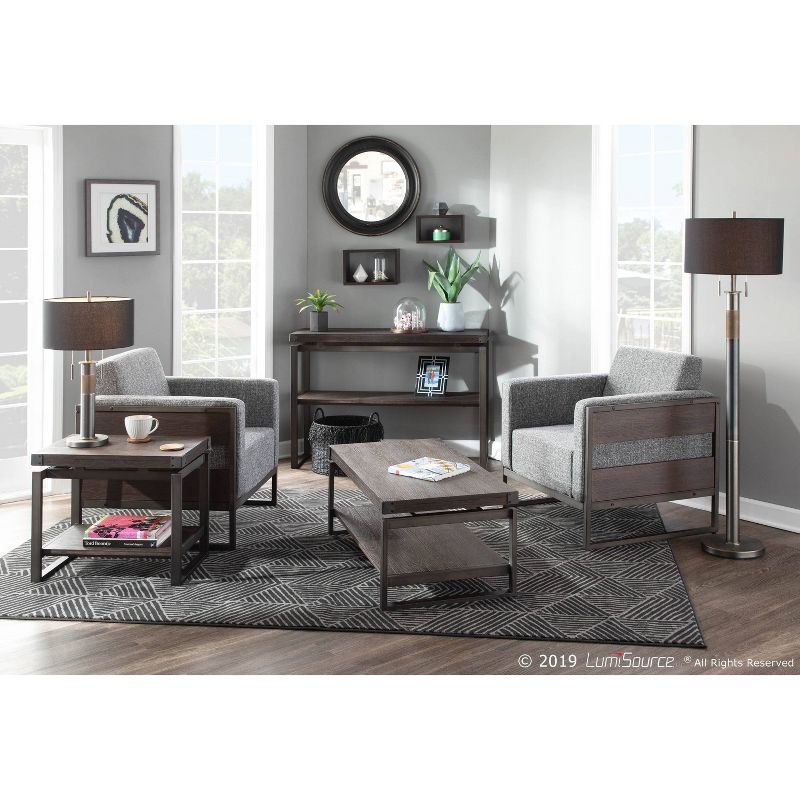 Trophy Industrial Floor Lamp with Gun Metal Linen Shade Black (Includes LED Light Bulb) - LumiSource