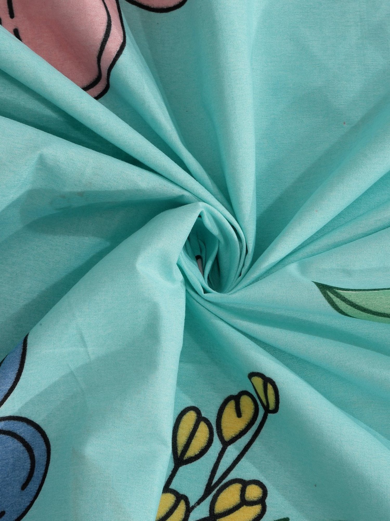 Klotthe Floral Turquoise Green 300 TC Cotton Blend Single Bed Sheet with Pillow Cover