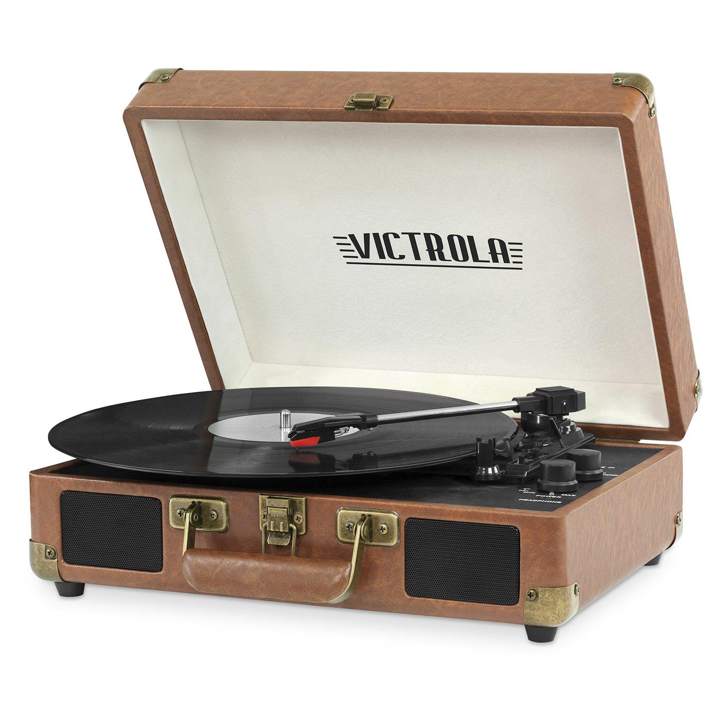 Victrola Vintage 3-Speed Bluetooth Suitcase Turntable with Speakers, Black