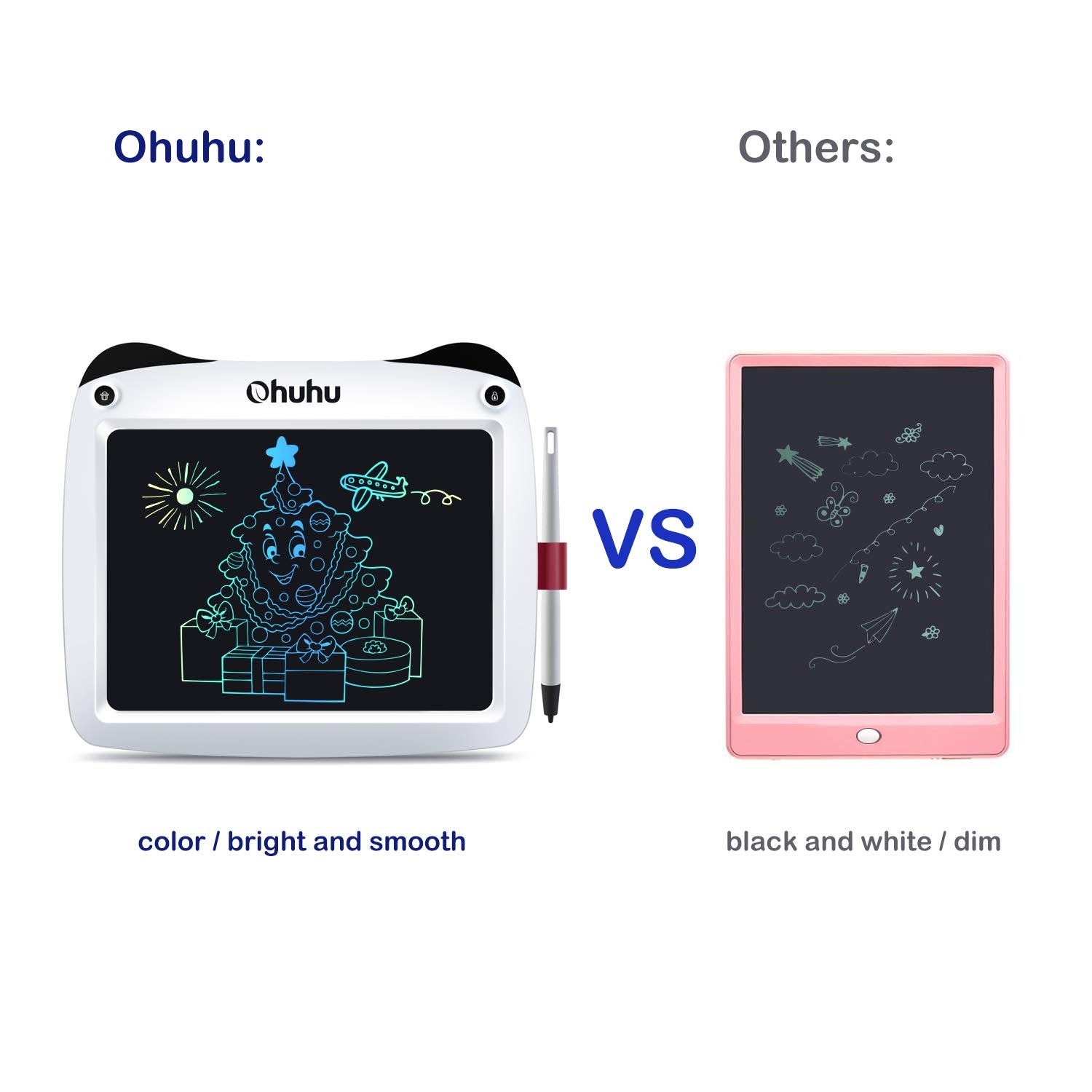 LCD Writing Tablet Colorful Screen, Ohuhu 9" Electronic Drawing Board, Doodle Board, LCD Digital Handwriting Pad Gifts for Kids Children at Home and School, Scribble and Play Learning Boards Ages 3+