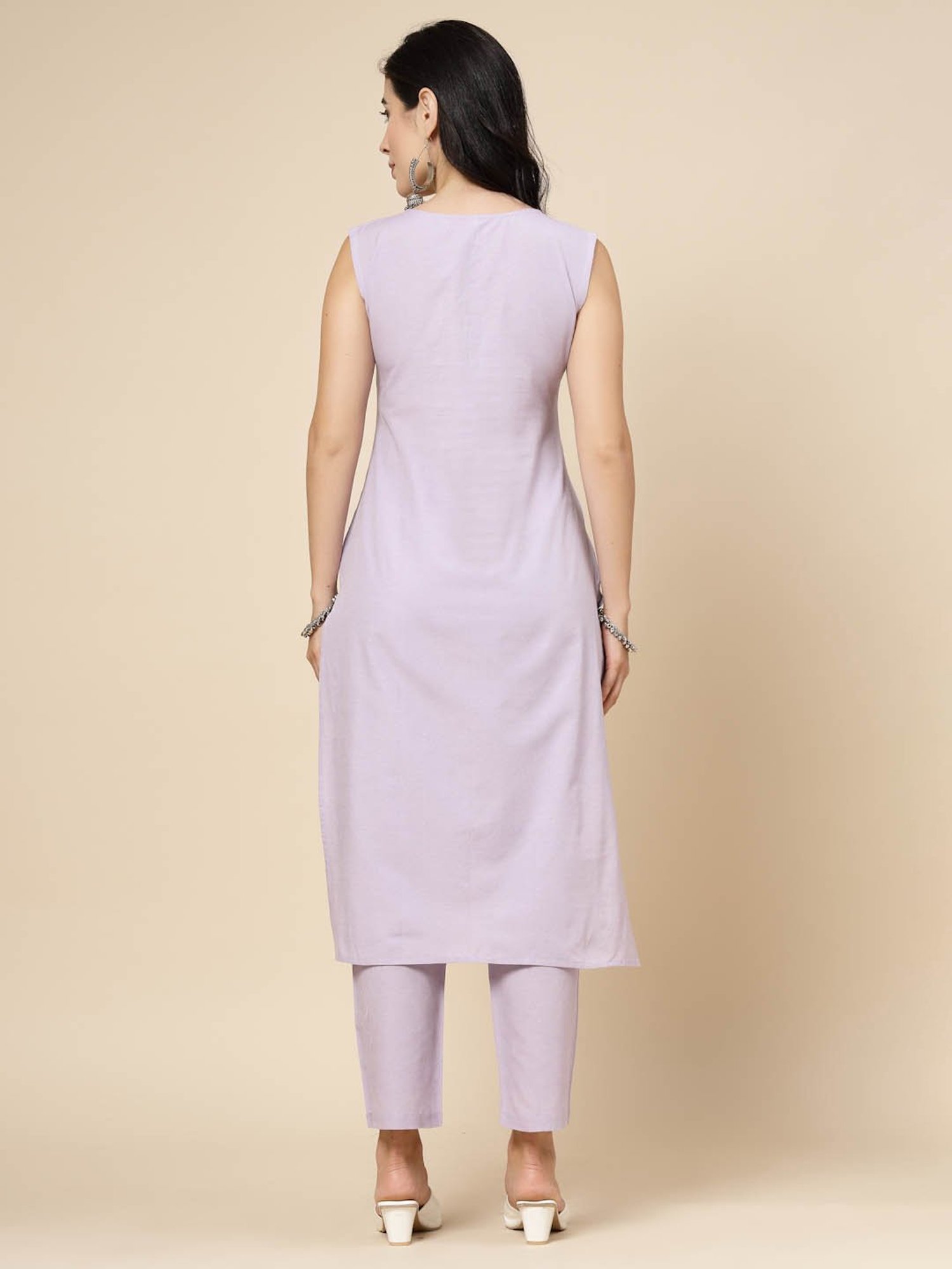 Stylum Lavender Embroidered Kurta Pant Set