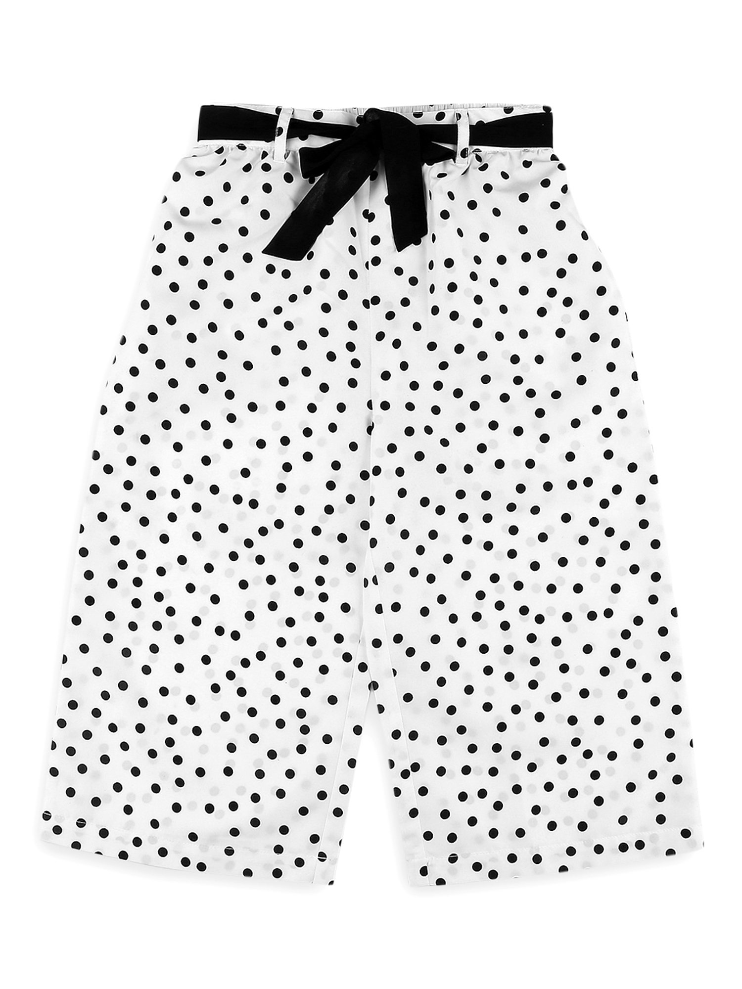 Nauti Nati Kids White & Black Printed Top, Plazzos with Waist Tie Ups