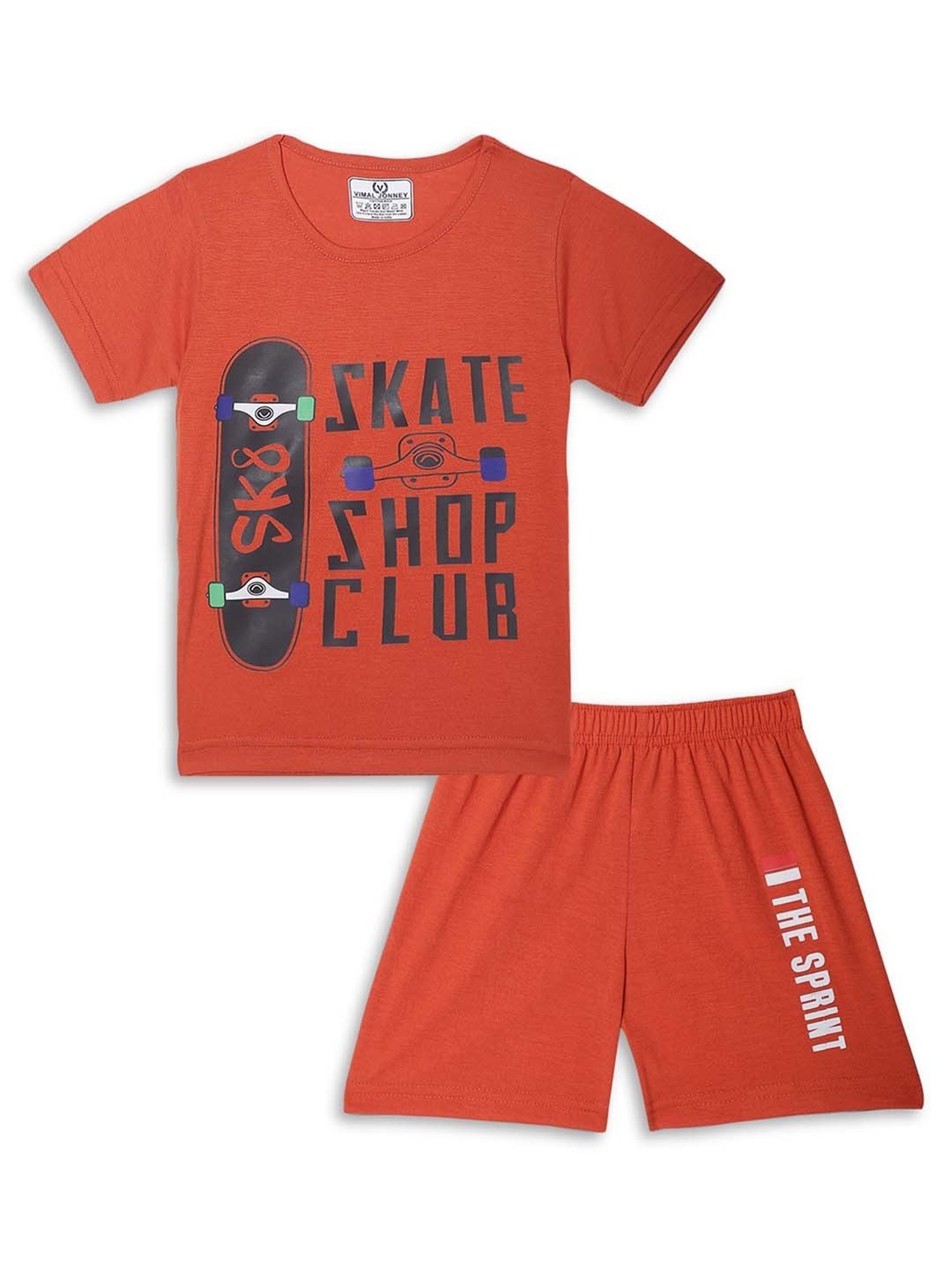 Vimal Jonney Kids Red & Pink Printed T-Shirt Set