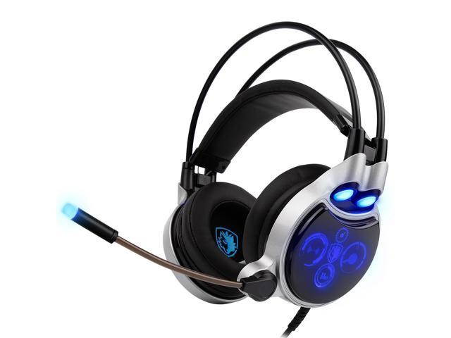 SADES R8 Gaming Headset Virtual 7.1 Channel Surround Sound USB PC Stereo Headphones with High Sensitivity Microphone LED Light